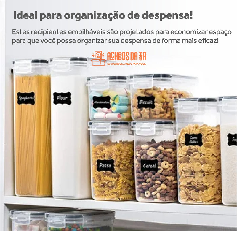 Kit Potes Plásticos Herméticos para Cozinha c/ 7 Peças + Brindes